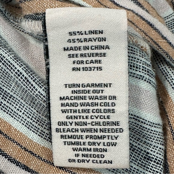 NANETTE LEPORE Linen Blend Skirt Button Down Stripe Trumpet Back Stretch… - Picture 5 of 8